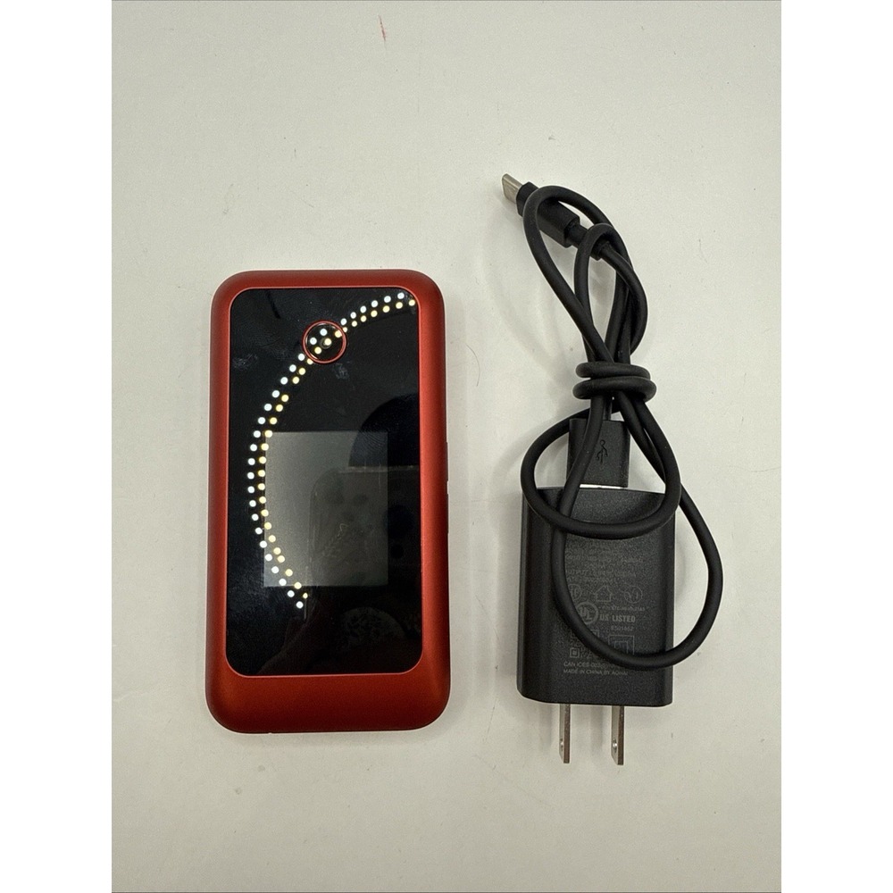 Consumer Cellular Link 2 II Z2335CC - Red ( GSM ) Flip Phone WORKS